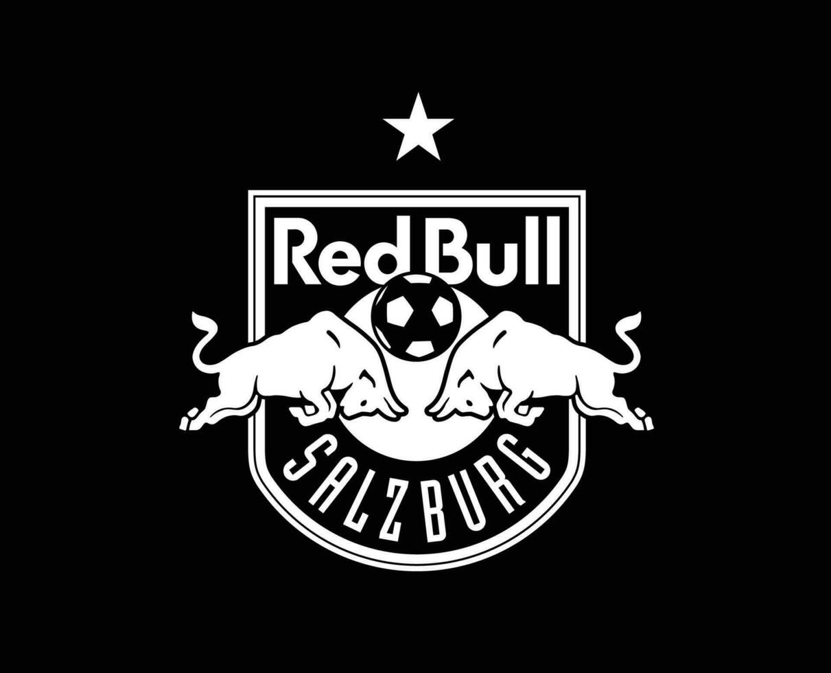 röd tjur Salzburg klubb logotyp symbol vit österrike liga fotboll abstrakt design vektor illustration med svart bakgrund