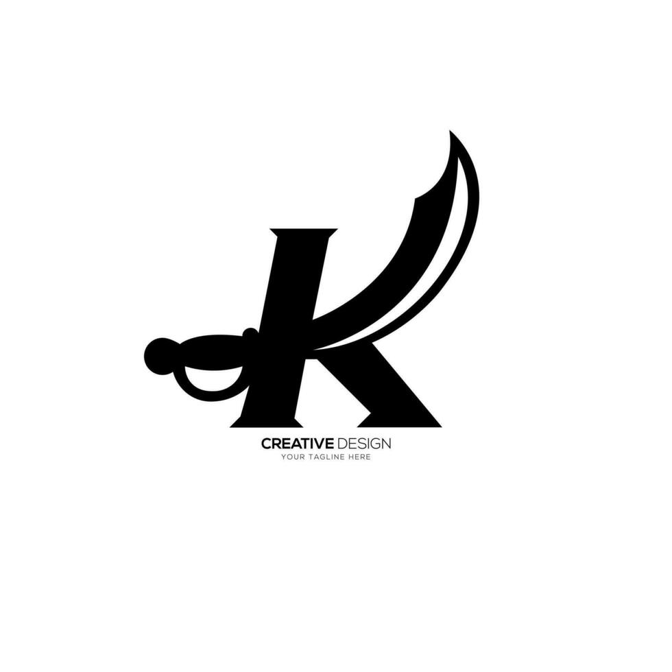 brev k med modern eleganta svärd form klassisk abstrakt monogram logotyp vektor