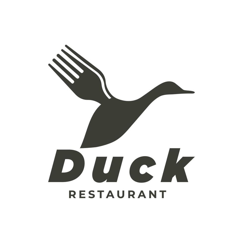 retro Jahrgang Ente Gabel Restaurant Cafe Logo Symbol Vektor