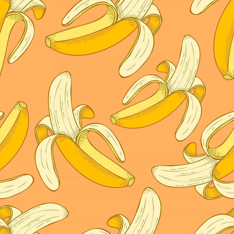 Bananenfrucht handgezeichnete Vektor-Illustration nahtlose Muster illustration vektor