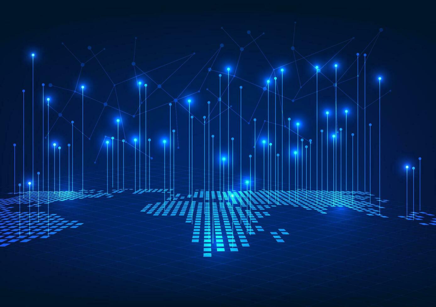 Welt Karte Technologie mit Linien zeigen nach oben zeigt an das Verbindung von Netzwerk Netzwerke um das Welt Das verwenden Kommunikation. Austausch Information und International Handel vektor