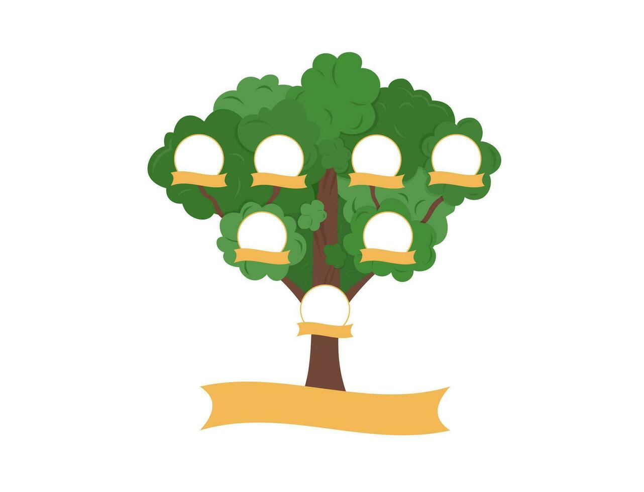 genealogisch Familie Baum Vorlage mit leer Räume zum Mitglieder von Familie. Beziehung zwischen Kind, Eltern und Großeltern. Erbe Vektor Illustration