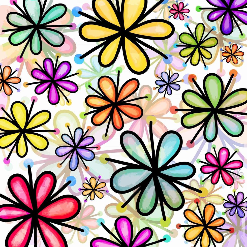 färgglada akvarell daisy blommönster vektor
