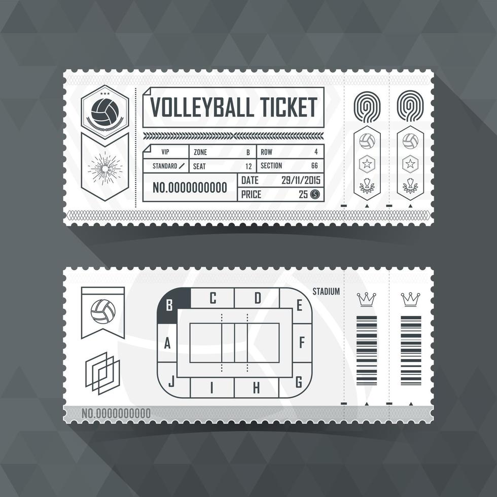 Volleyball-Ticketkarte modernes Elementdesign. Vektorillustration vektor