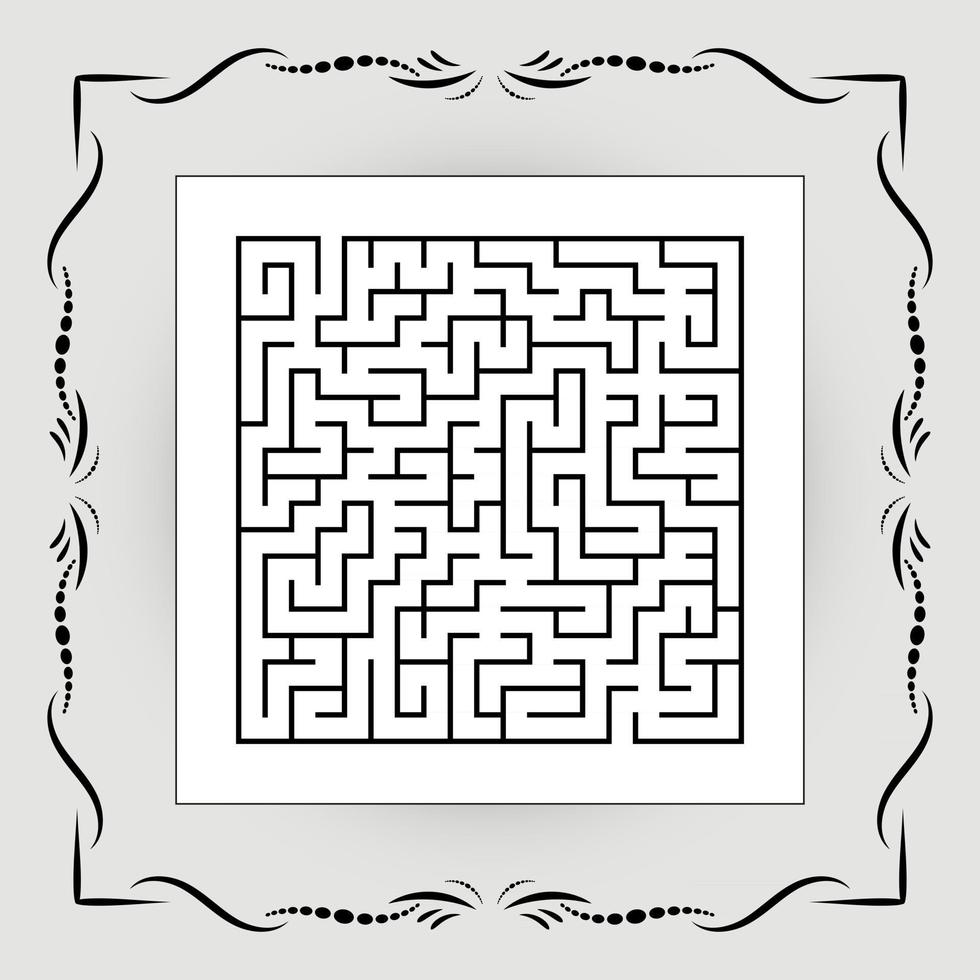 abstraktes quadratisches Labyrinth im Vintage-Rahmen. Spiel für Kinder. Puzzle für Kinder. ein Eingang, ein Ausgang. Labyrinth Rätsel. flache Vektorillustration. vektor