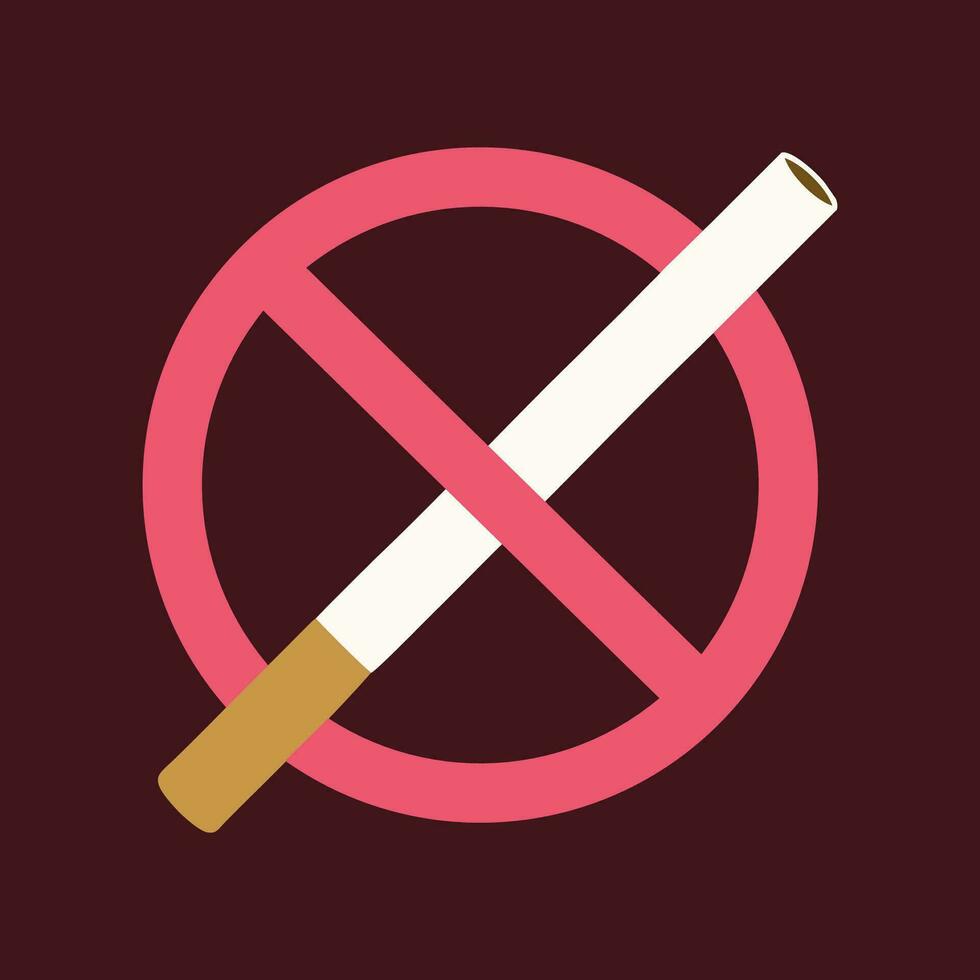 cigarett och sluta tecken. Nej rökning begrepp. platt vektor illustration. sluta rökning för friska tänder, anti tabak kampanj. dragen design konst för affisch, baner, pedagogisk plakat.