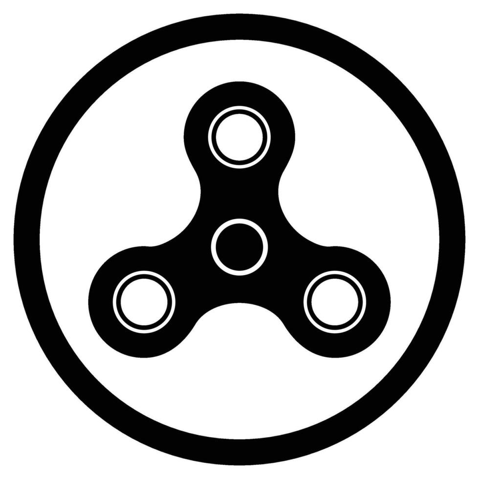 spinnare svart ikon. vektor fidget hand märka svartvit, spinnare cirkulation ikon leksak illustration