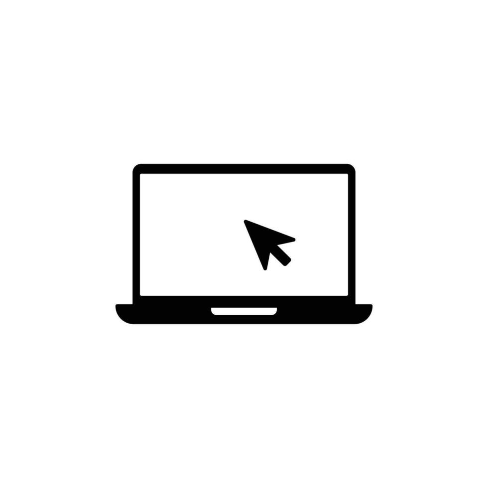 eps10 Vektor Laptop mit Zeiger oder Mauszeiger Symbol. Notizbuch Bildschirm Vorlage. Anzeige mit Klicken Maus isoliert auf Weiß Hintergrund.