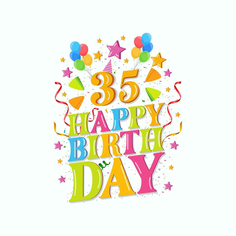 35 .. glücklich Geburtstag Logo mit Luftballons, Vektor Illustration Design zum Geburtstag Feier, Gruß Karte und Einladung Karte.