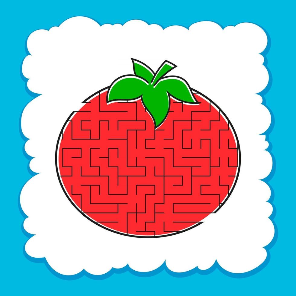 Labyrinth tomate. Spiel für Kinder. Puzzle für Kinder. Cartoon-Stil. Labyrinth Rätsel. Farbe-Vektor-Illustration. die Entwicklung des logischen und räumlichen Denkens. vektor