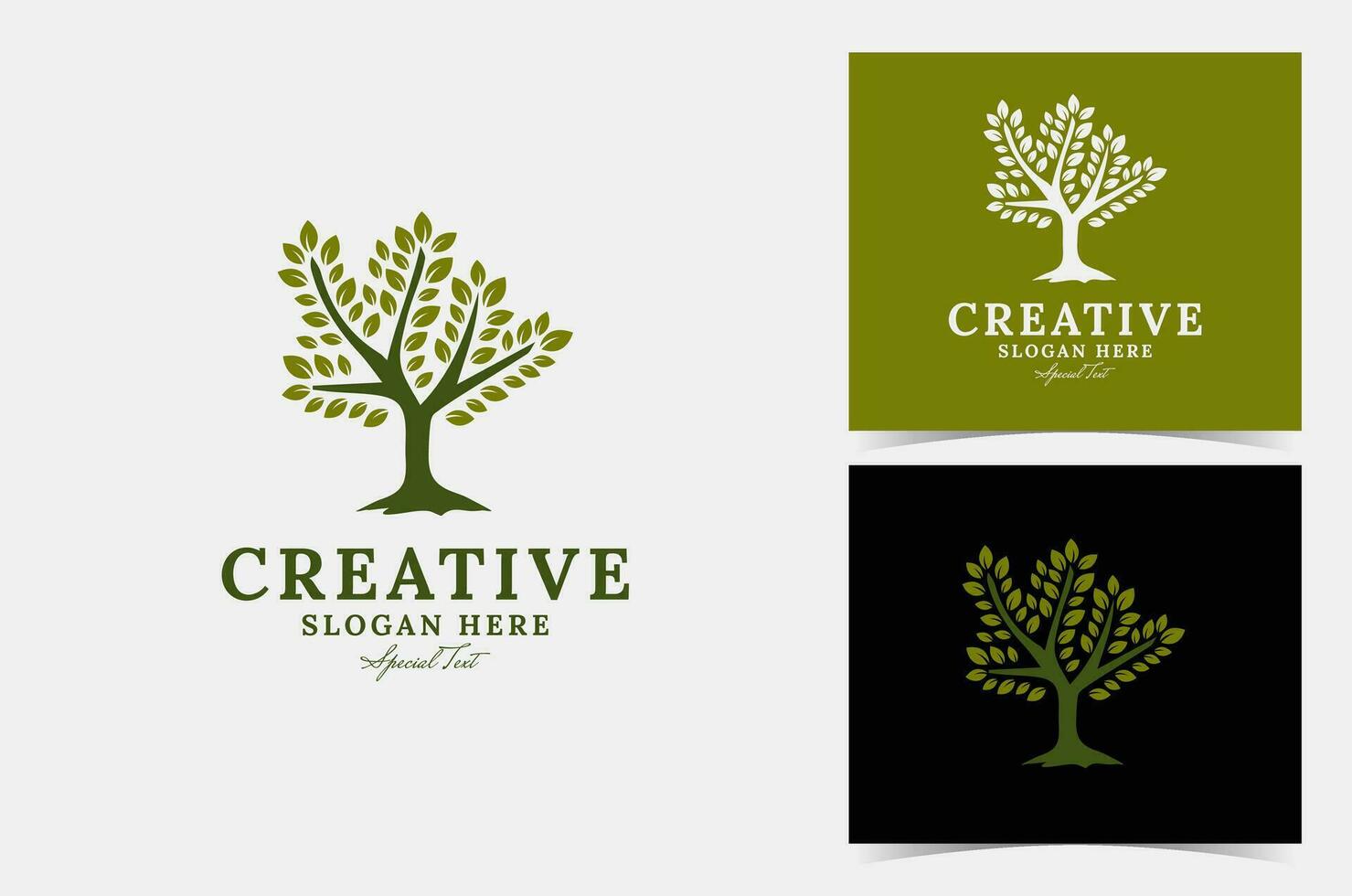 kreativ träd logotyp vektor design, perfekt för företag logotyp eller varumärke.