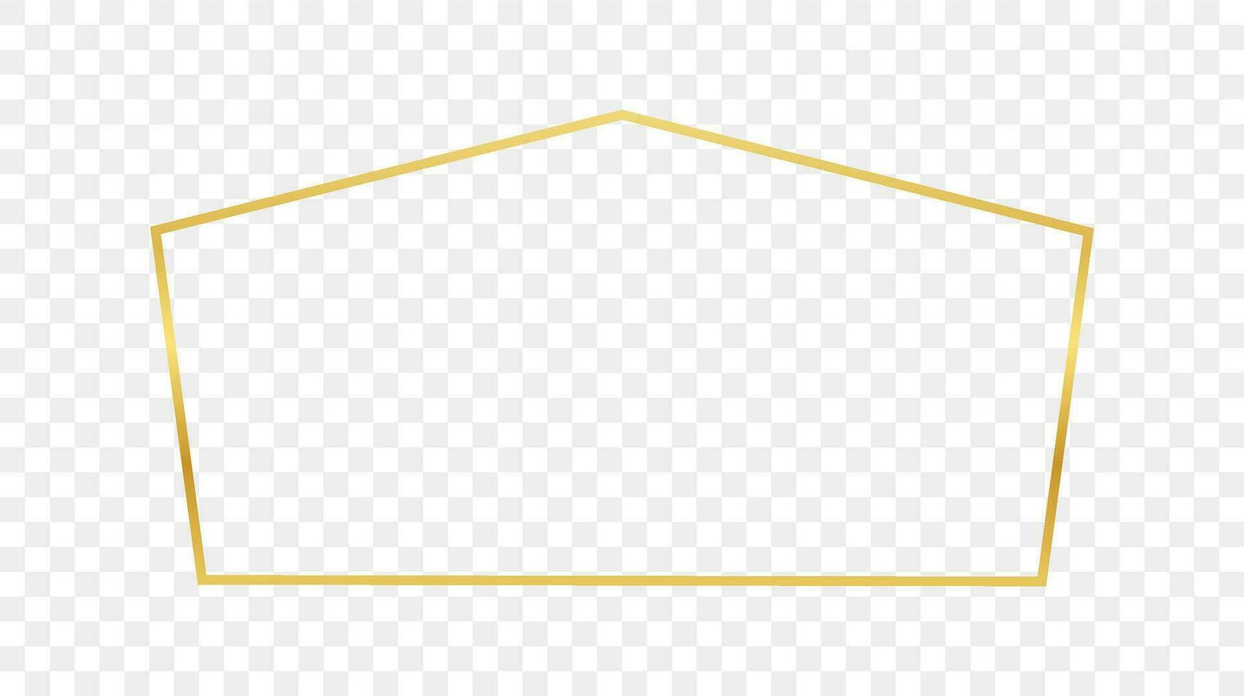 Gold glühend tetragon gestalten Rahmen isoliert auf Hintergrund. glänzend Rahmen mit glühend Auswirkungen. Vektor Illustration.