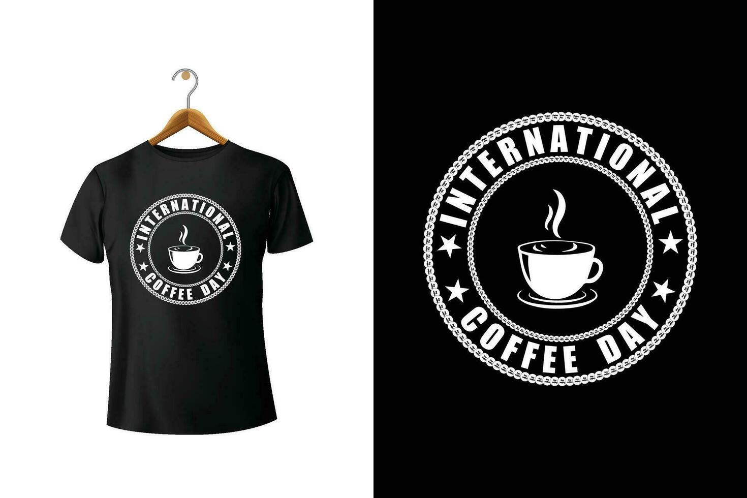 T-Shirt-Design zum internationalen Kaffeetag vektor