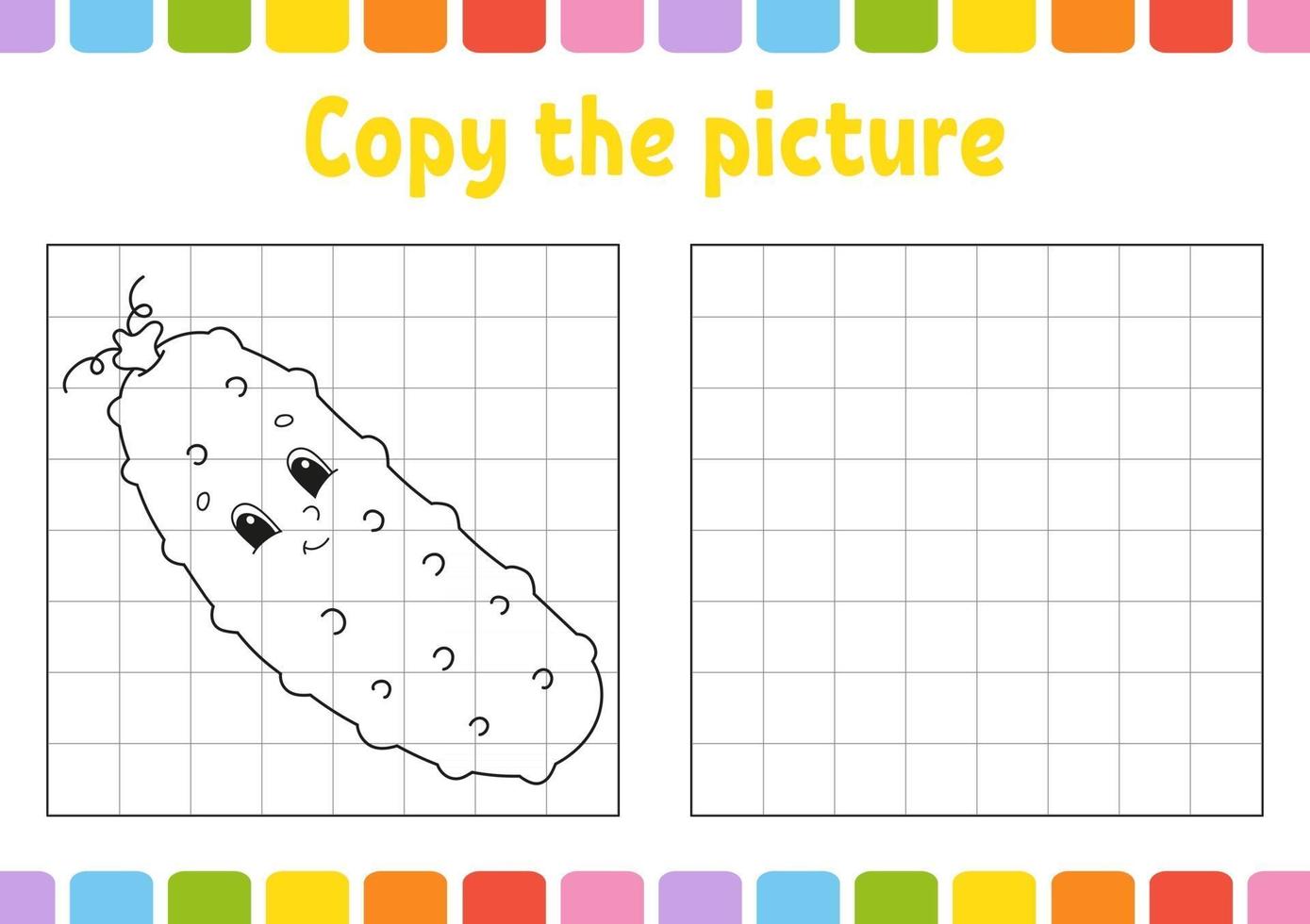 kopiera bilden. sidor för målarbok för barn. utbildning utveckla kalkylblad. spel för barn. handstil. rolig karaktär. söt tecknad vektorillustration. vektor