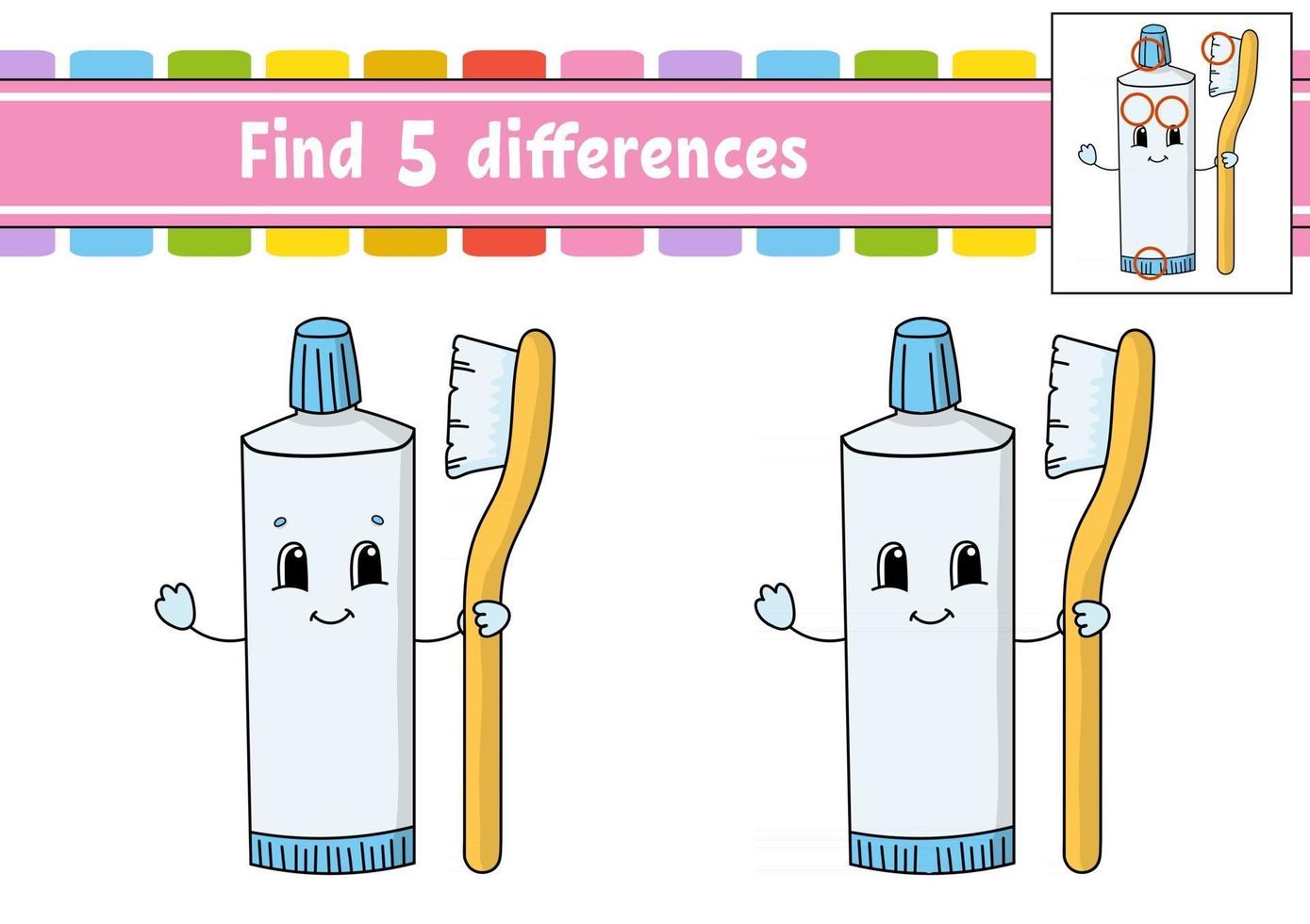 Unterschiede finden. Arbeitsblatt zur Bildungsentwicklung. Aktivitätsseite. Spiel für Kinder. isolierte Vektorillustration im niedlichen Cartoon-Stil. vektor