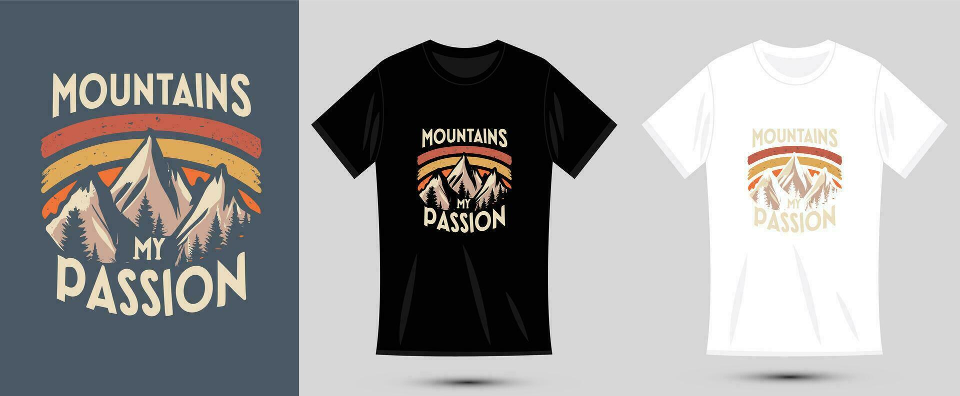 Vektor T-Shirt Design von bunt und beschwingt Typografie und Illustration, Berge meine Leidenschaft