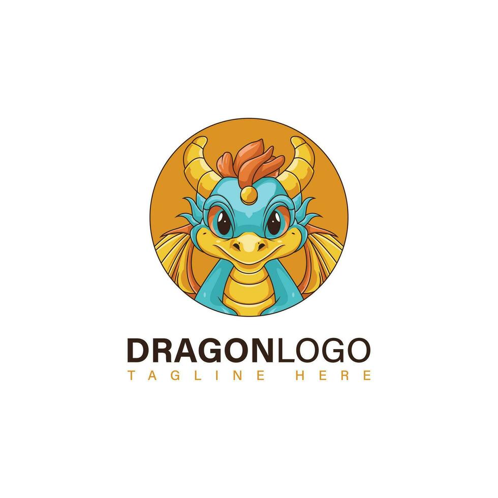 Karikatur Drachen Logo Design Vorlage vektor