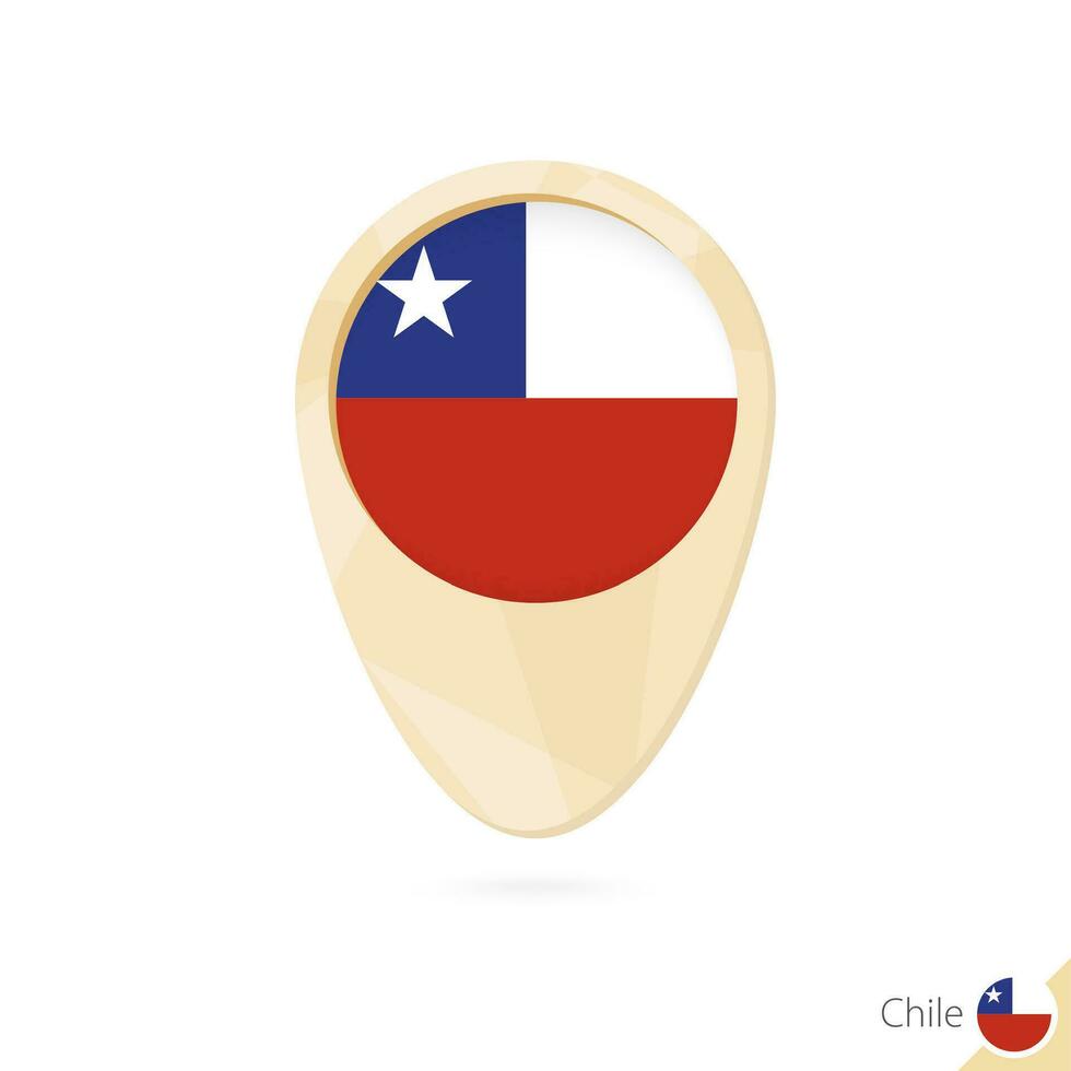 Karte Zeiger mit Flagge von Chile. Orange abstrakt Karte Symbol. vektor