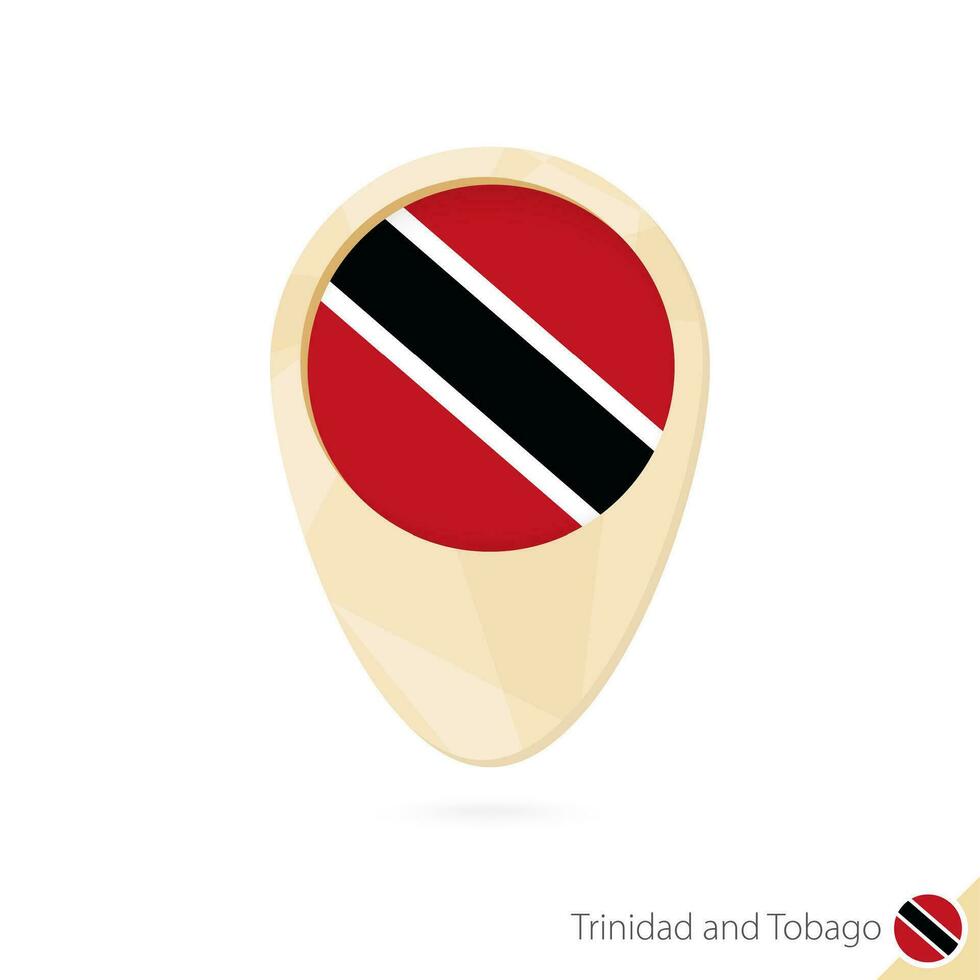 Karte Zeiger mit Flagge von Trinidad und Tobago. Orange abstrakt Karte Symbol. vektor