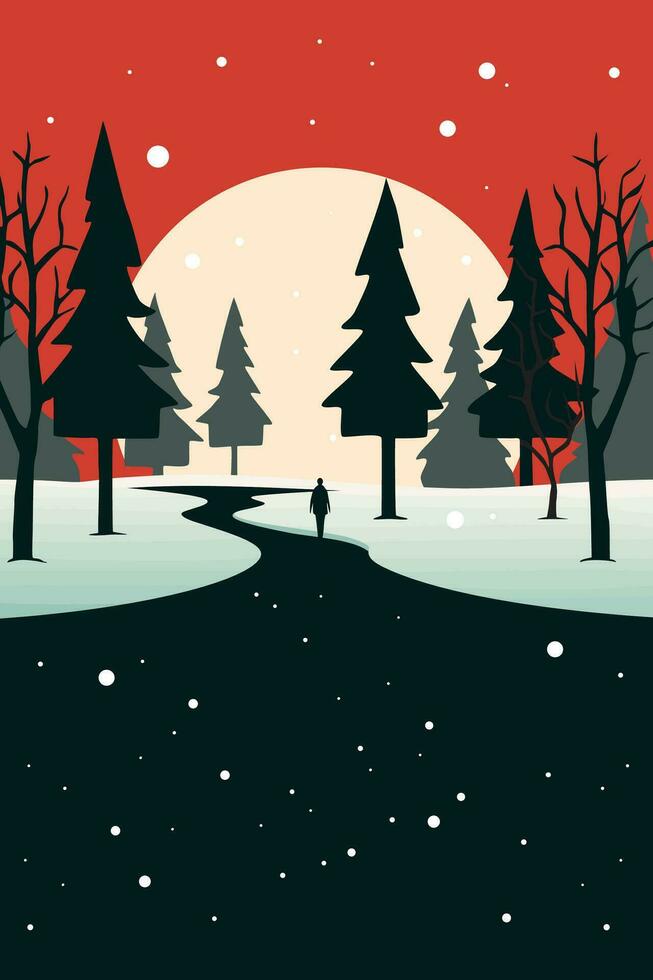 Weihnachten Winter Wunderland eben Vektor Gruß Karte Illustration