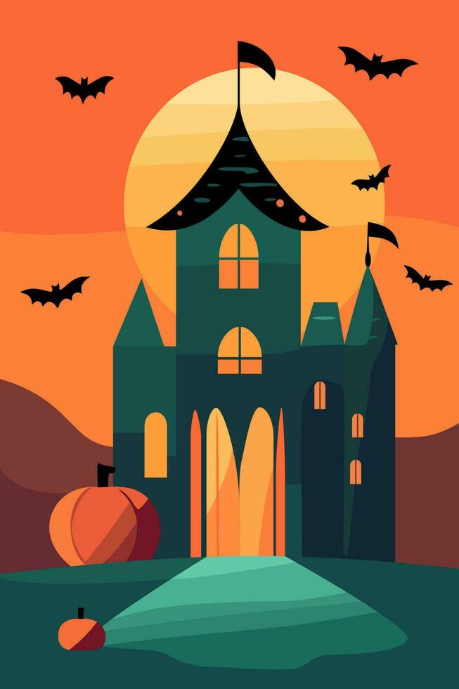 halloween platt vektor illustration hälsning kort design