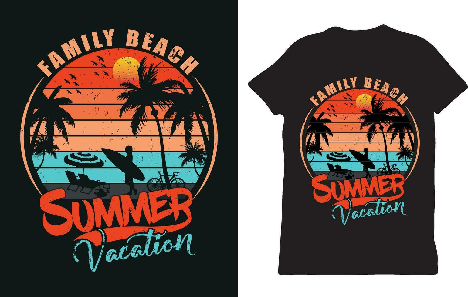 Familie Strand Sommer- Ferien t Hemd Design vektor