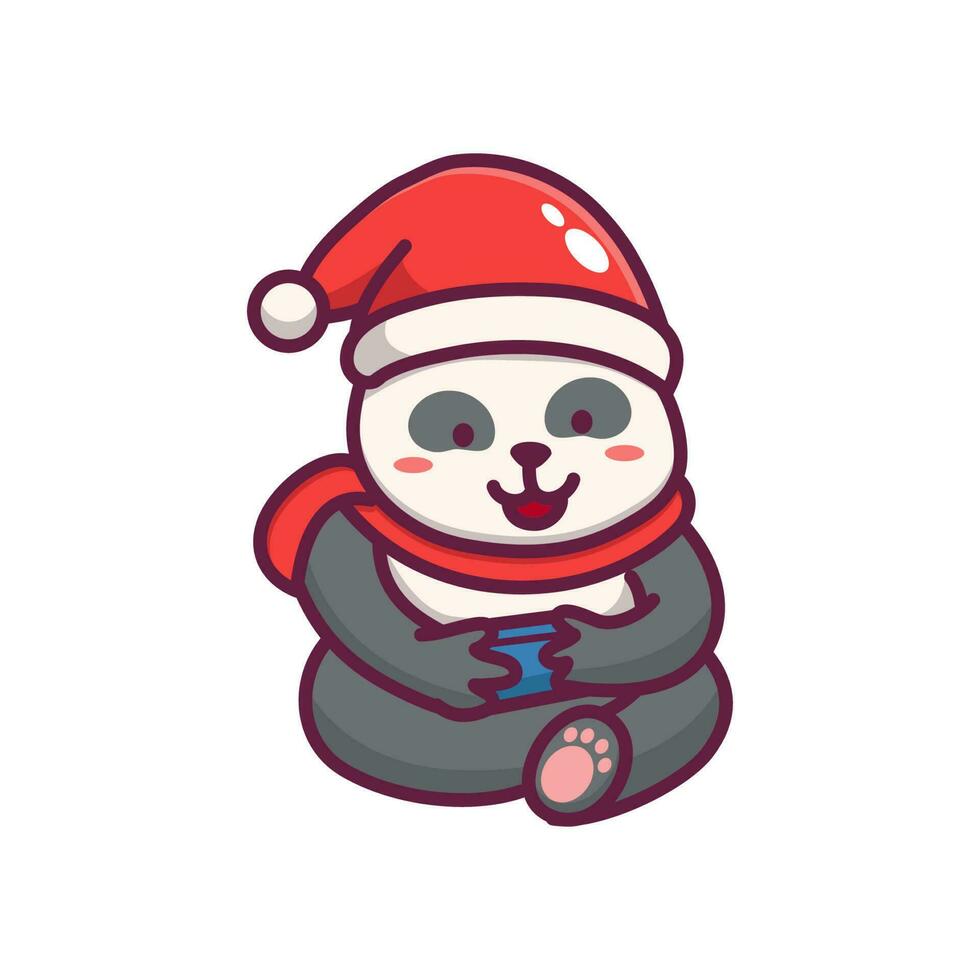 Design süß Panda feiern Weihnachten vektor