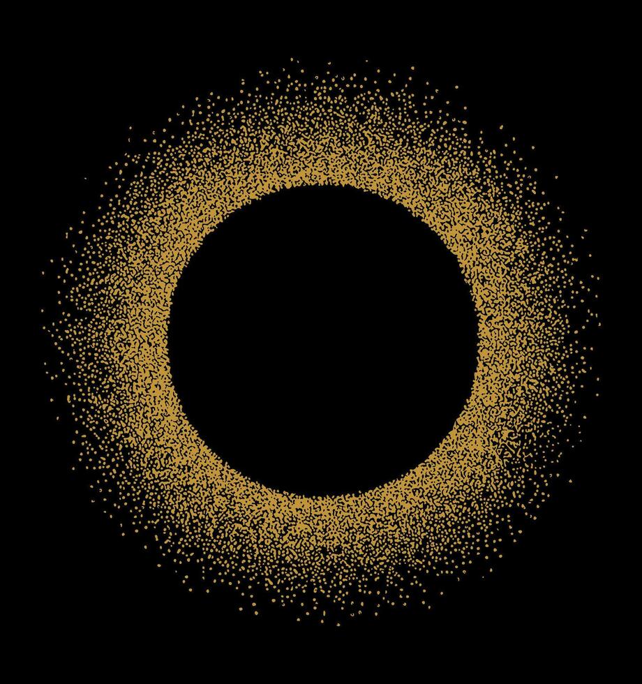 vektor illustration av lysande halo. svart cirkel konst med lysande partiklar. redigerbar design.