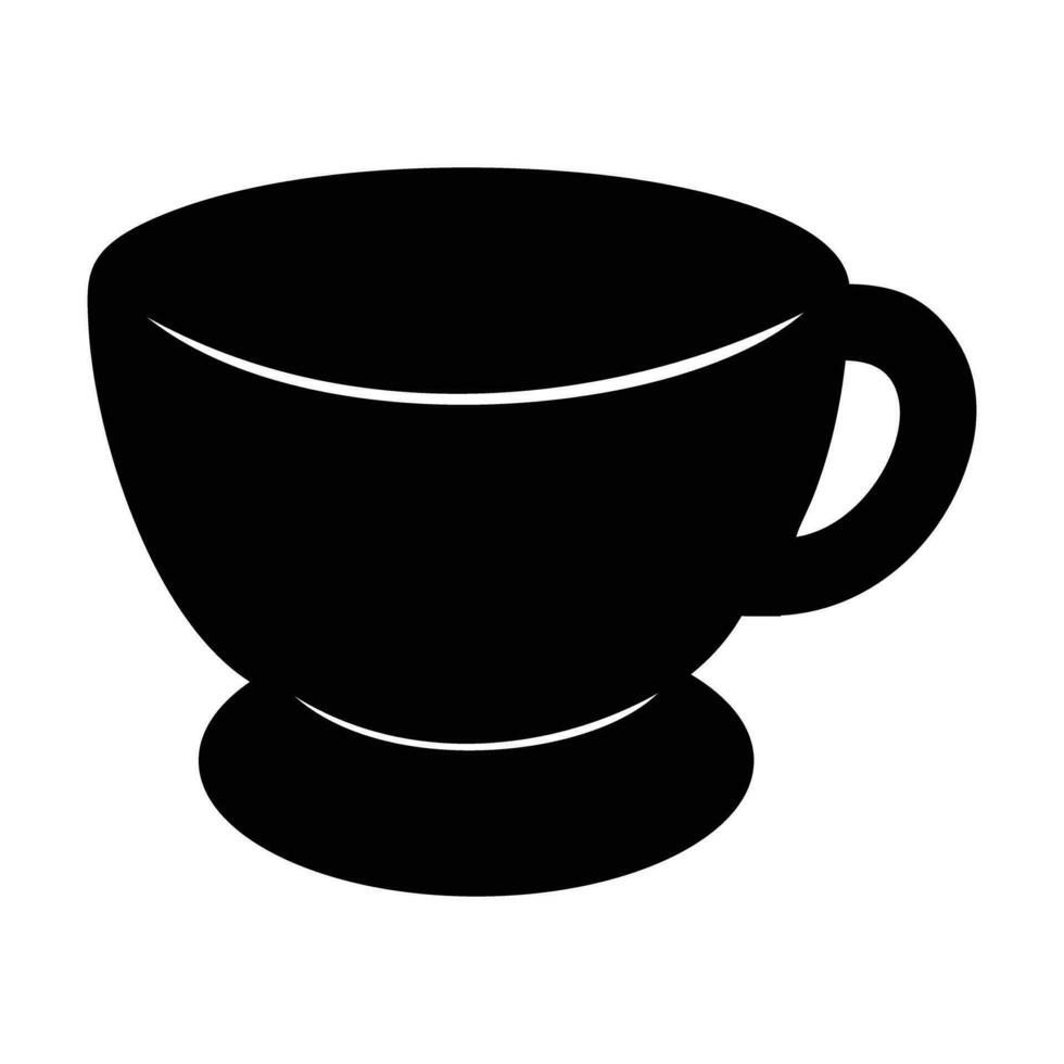 kaffe kopp ikon. vektor illustration av en kaffe kopp. silhuett eller skugga av en kopp vanligtvis Begagnade till göra kaffe. svart enkel platt design