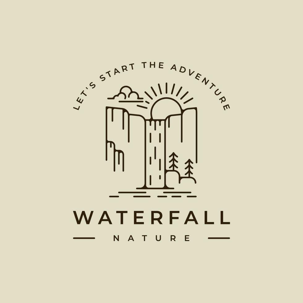 Wasserfall Logo Linie Kunst Vektor Illustration Vorlage Symbol Grafik Design. einfach minimalistisch von Natur und Abenteuer Zeichen oder Symbol zum Umgebung Reise Geschäft mit Typografie Stil