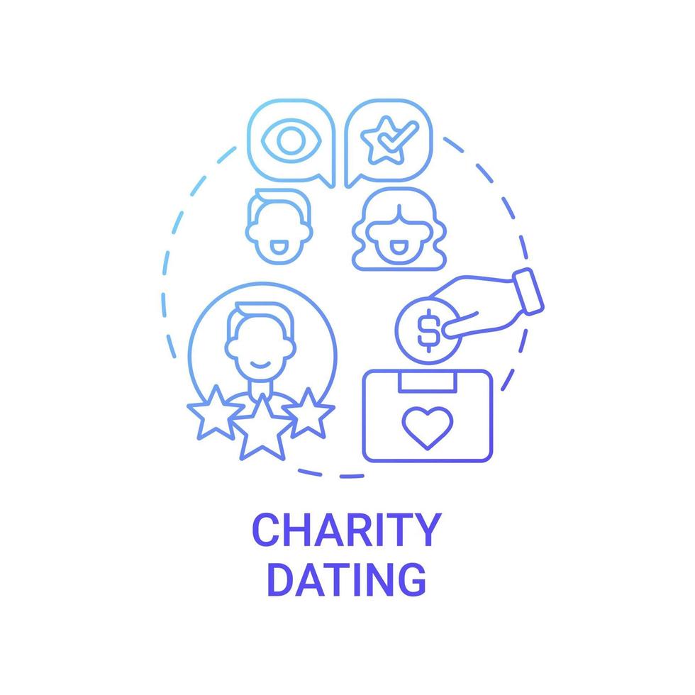 Symbol für Charity-Dating-Konzept. Fundraising Art abstrakte Idee dünne Linie Illustration. Vorstellung potentieller Paare. Abendessen und Unterhaltung bieten. Vektor isolierte Umriss-Farbzeichnung