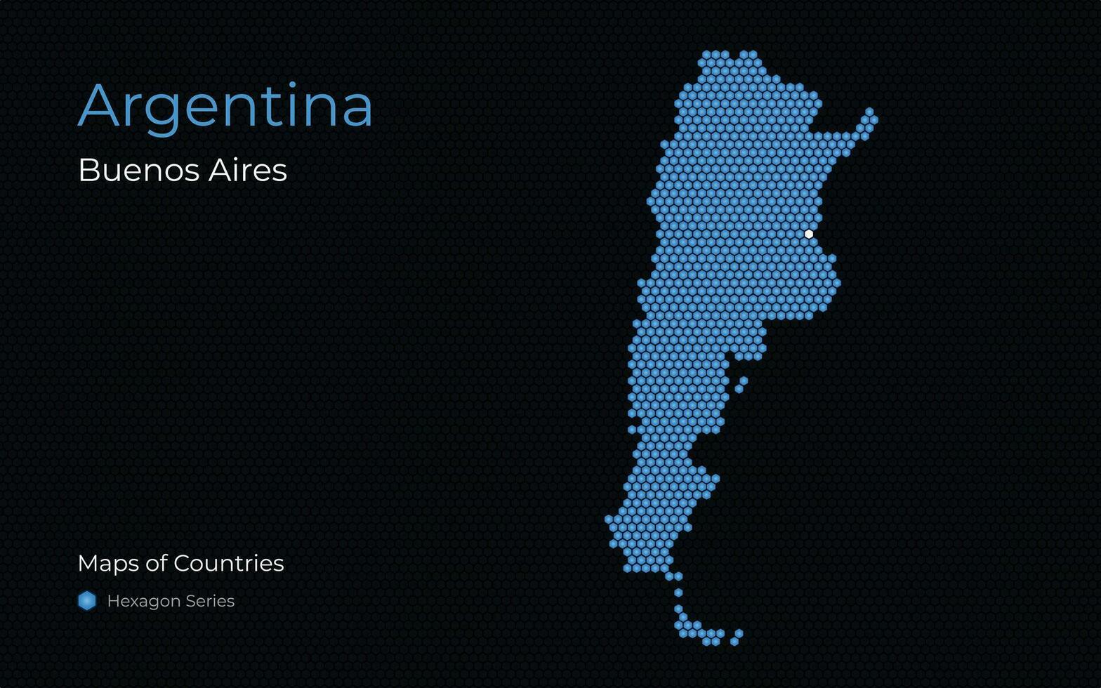 Argentinien, Buenos lüftet. Karten von Länder. Hexagon Serie. kreativ Vektor Karten. Süd Amerika. modern Karte