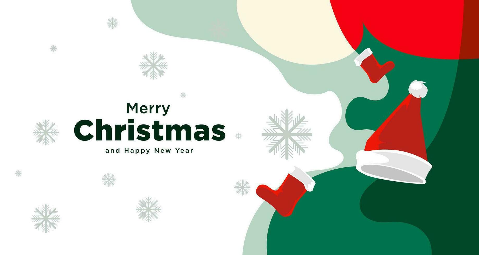 glad jul kort och baner vektor illustration i röd vit och grön färger 2024