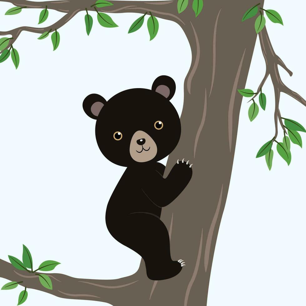 amerikanisch schwarz Bär im ein Baum vektor