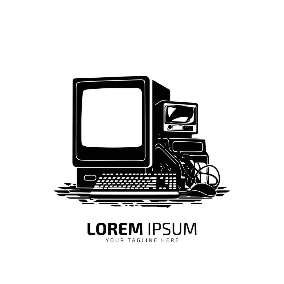 en logotyp av smuts dator systemet vektor silhuett ikon design mall isolerat
