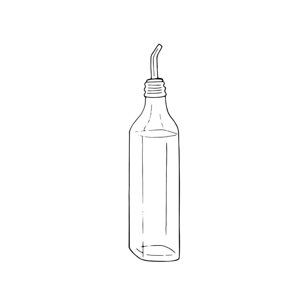 handgemalt Olive Öl im ein Flasche, isoliert auf ein Weiß Hintergrund vektor