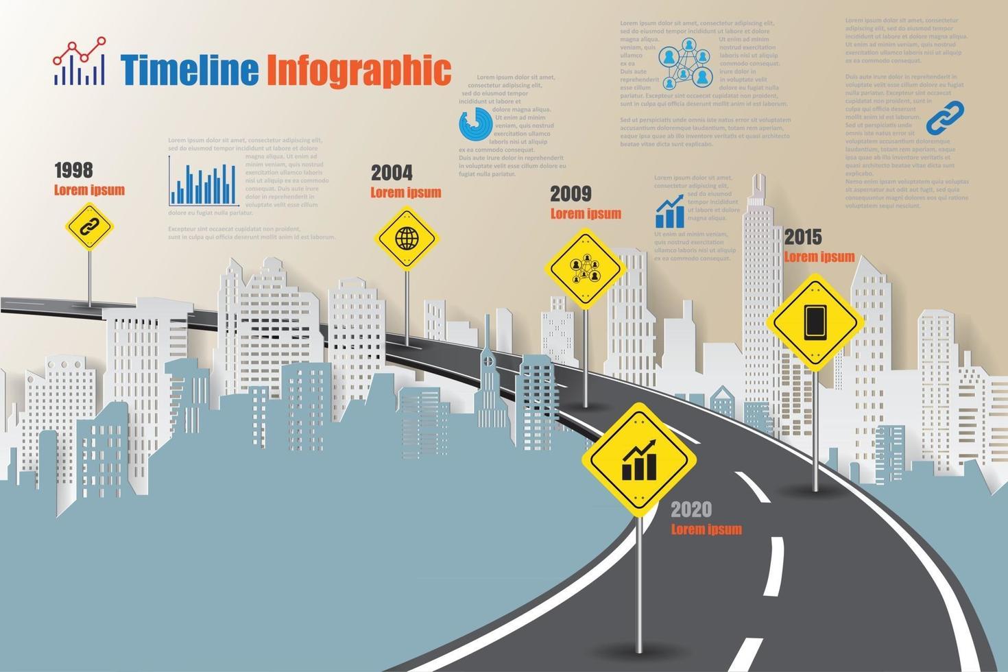 Business Roadmap Timeline Infografik Schnellstraßenkonzepte für abstrakte Hintergrundvorlage Meilensteindiagramm Prozesstechnologie digitale Marketingdaten Präsentation Diagramm Vektor-Illustration vektor