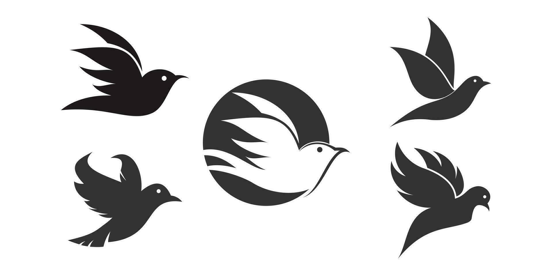 einstellen fliegend Vogel Logo Design mit kreativ Konzept Prämie Vektor