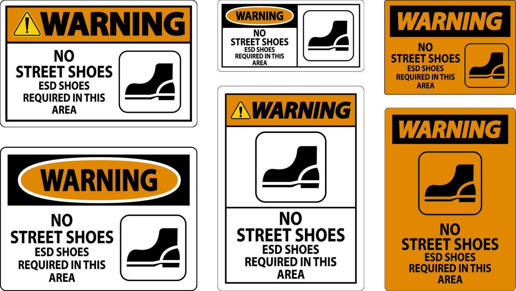 Warnung Zeichen Nein Straße Schuhe, esd Schuhe erforderlich im diese Bereich vektor