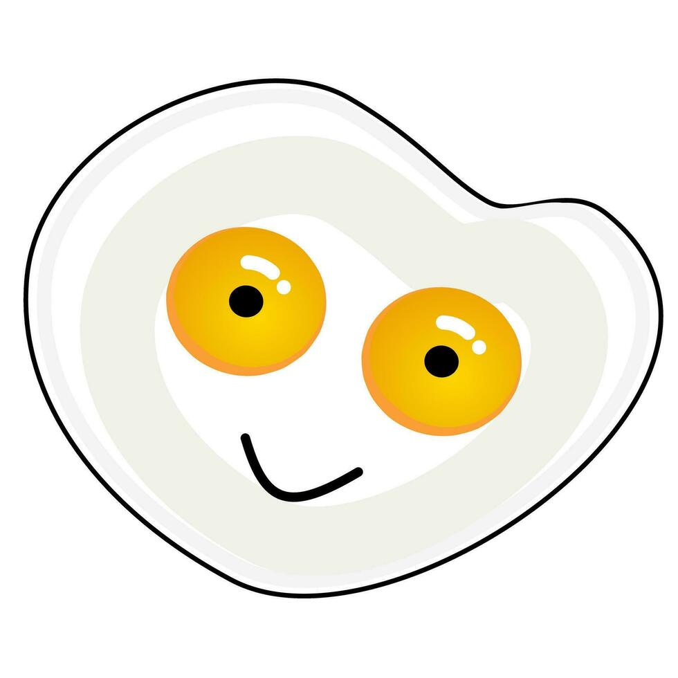 friterad ägg två eller tvilling dubbel- äggula leende ansikte frukost ClipArt Färg illustration vektor