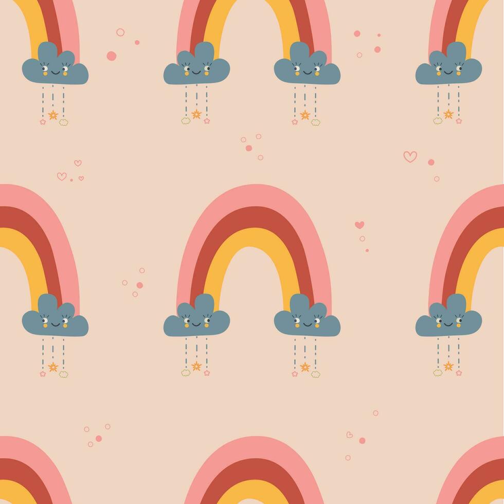 süß und komisch Kinder- Regenbogen Muster Vektor Illustration
