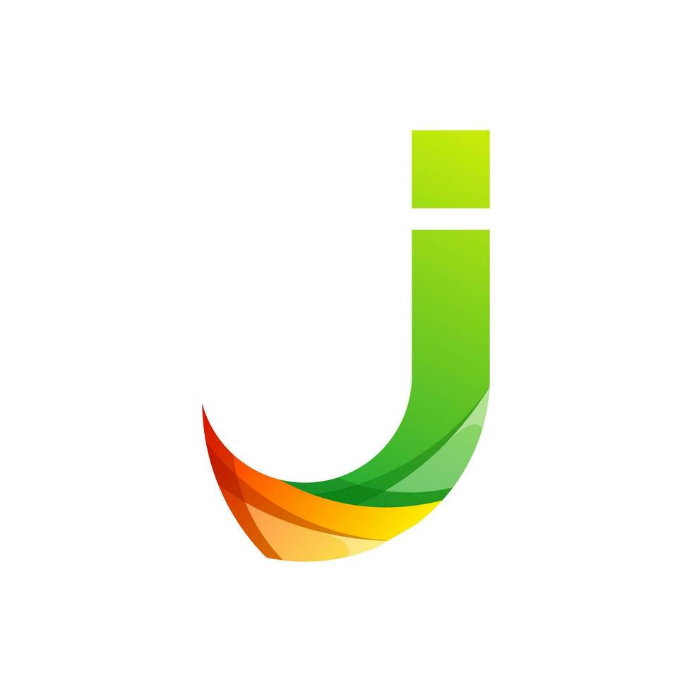 bunt Brief j Symbol Logo Design vektor