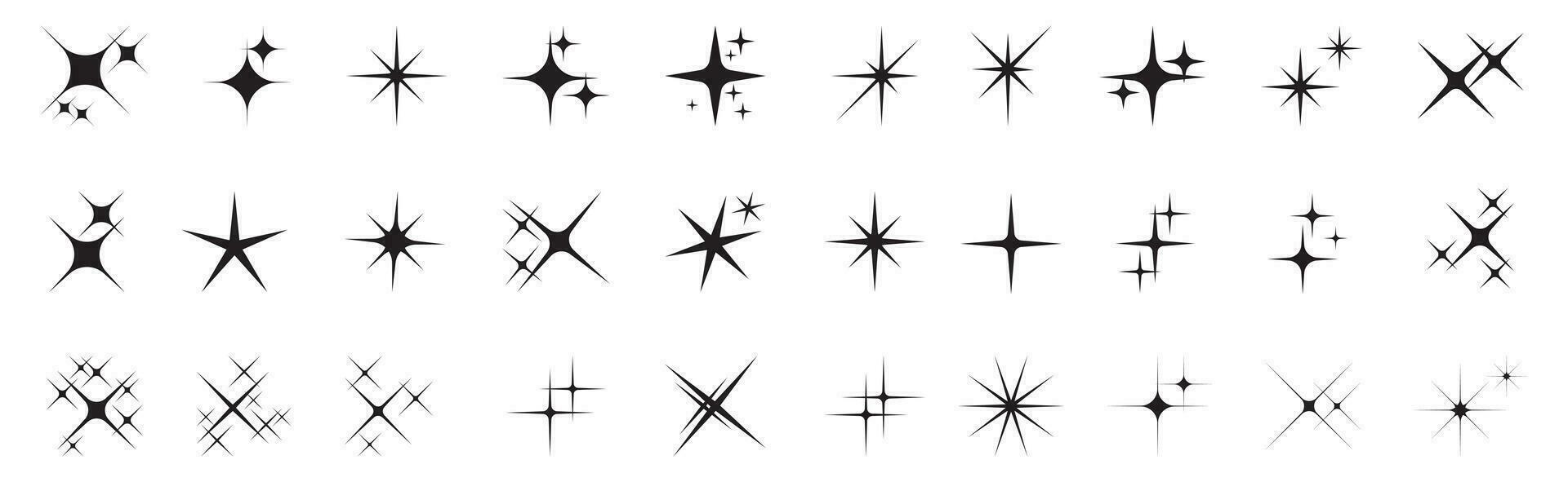 glans ikoner uppsättning. stjärna ikoner. blinkande stjärnor. symboler av gnistra, glimt, glimt, etc. jul vektor symboler isolerat vit bakgrund.