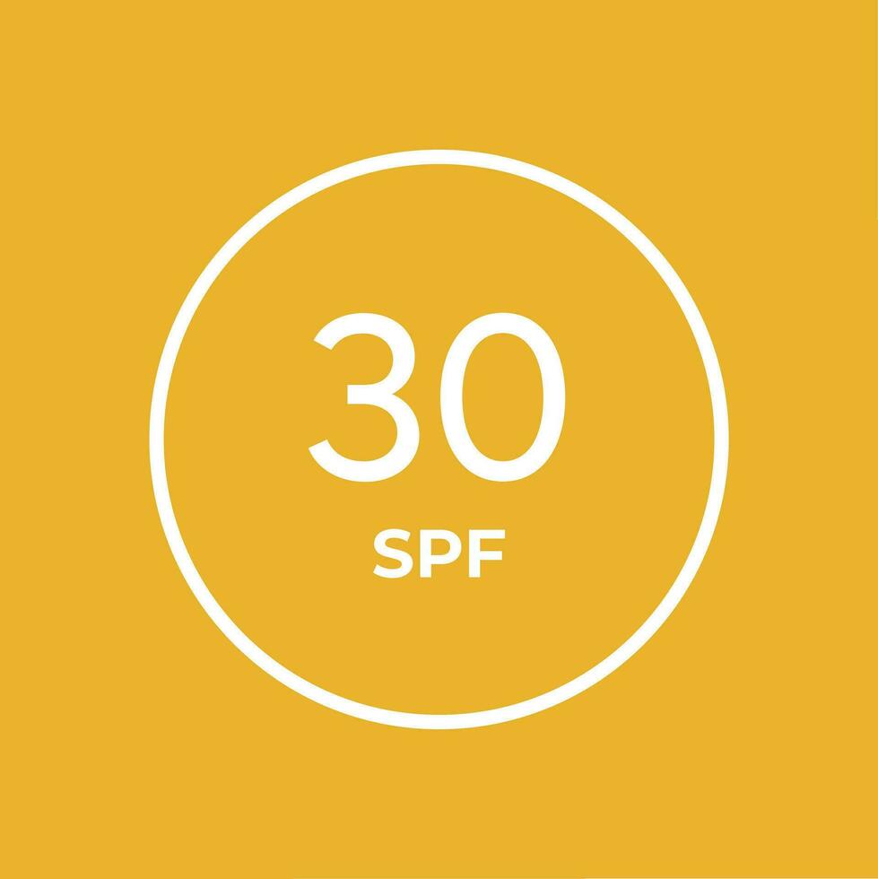 spf Linie Symbol Vektor auf Orange Hintergrund. 30 Sonne Schutz Symbole zum Sonnencreme oder Sonnenschutz Produkte. zum kosmetisch Verpackung