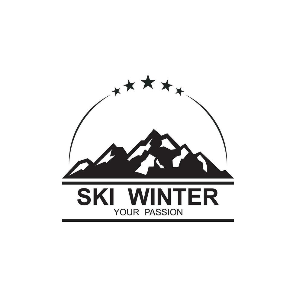 åka skidor logotyp vektor ikon illustration design