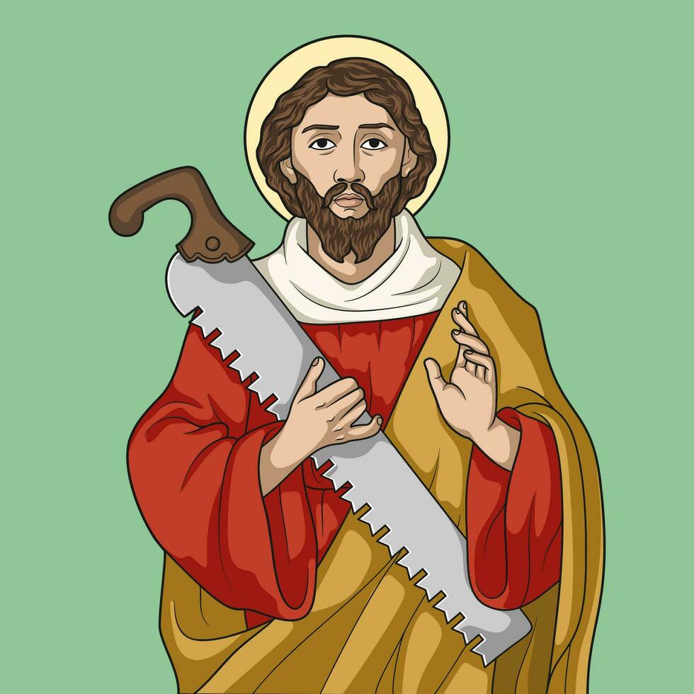 Heilige Simon das Eiferer Apostel farbig Vektor Illustration