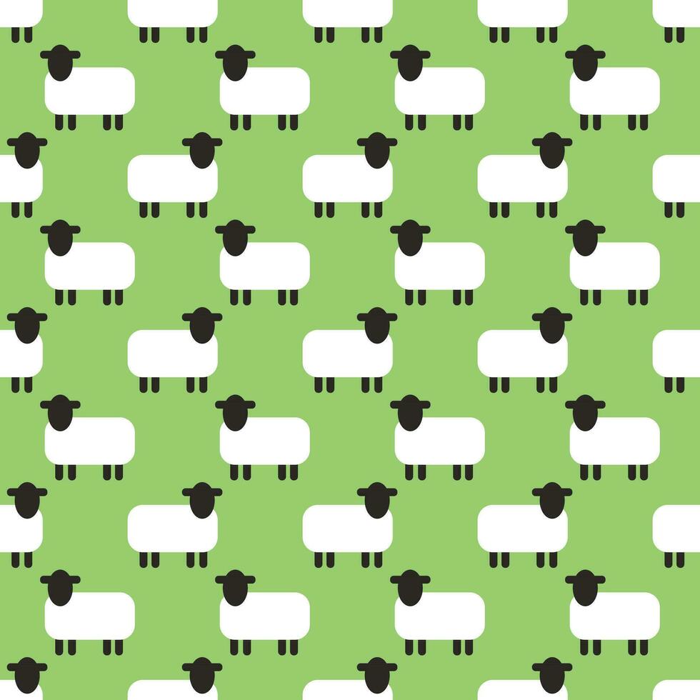 nahtlos geometrisch Muster mit Schaf auf Licht Grün Hintergrund. Vektor drucken zum Stoff Hintergrund, Textil-