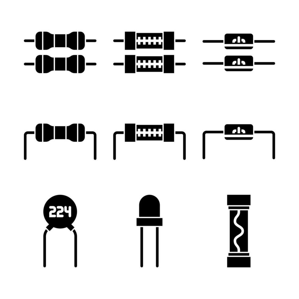 elektronisch Komponenten Glyphe Vektor Elemente Symbole