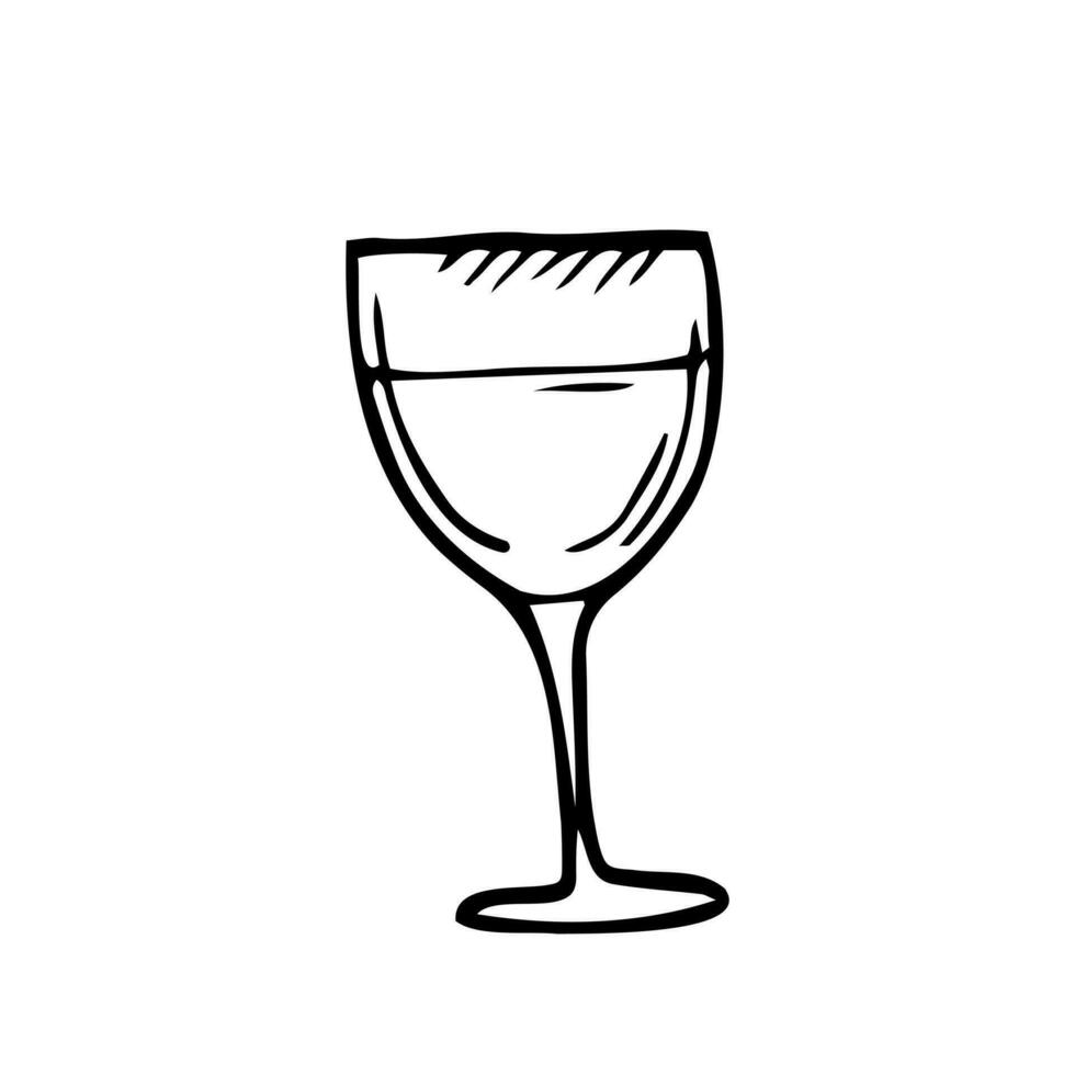 Wein Glas. Illustration. Wein machen Produkte im skizzieren Stil.Vektor Illustration auf isoliert Hintergrund. klassisch alkoholisch trinken. Design zum Netz, die Info Grafik. vektor