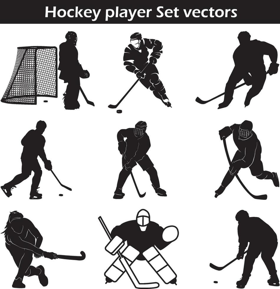 Eishockey Spieler Silhouette einstellen Vektoren